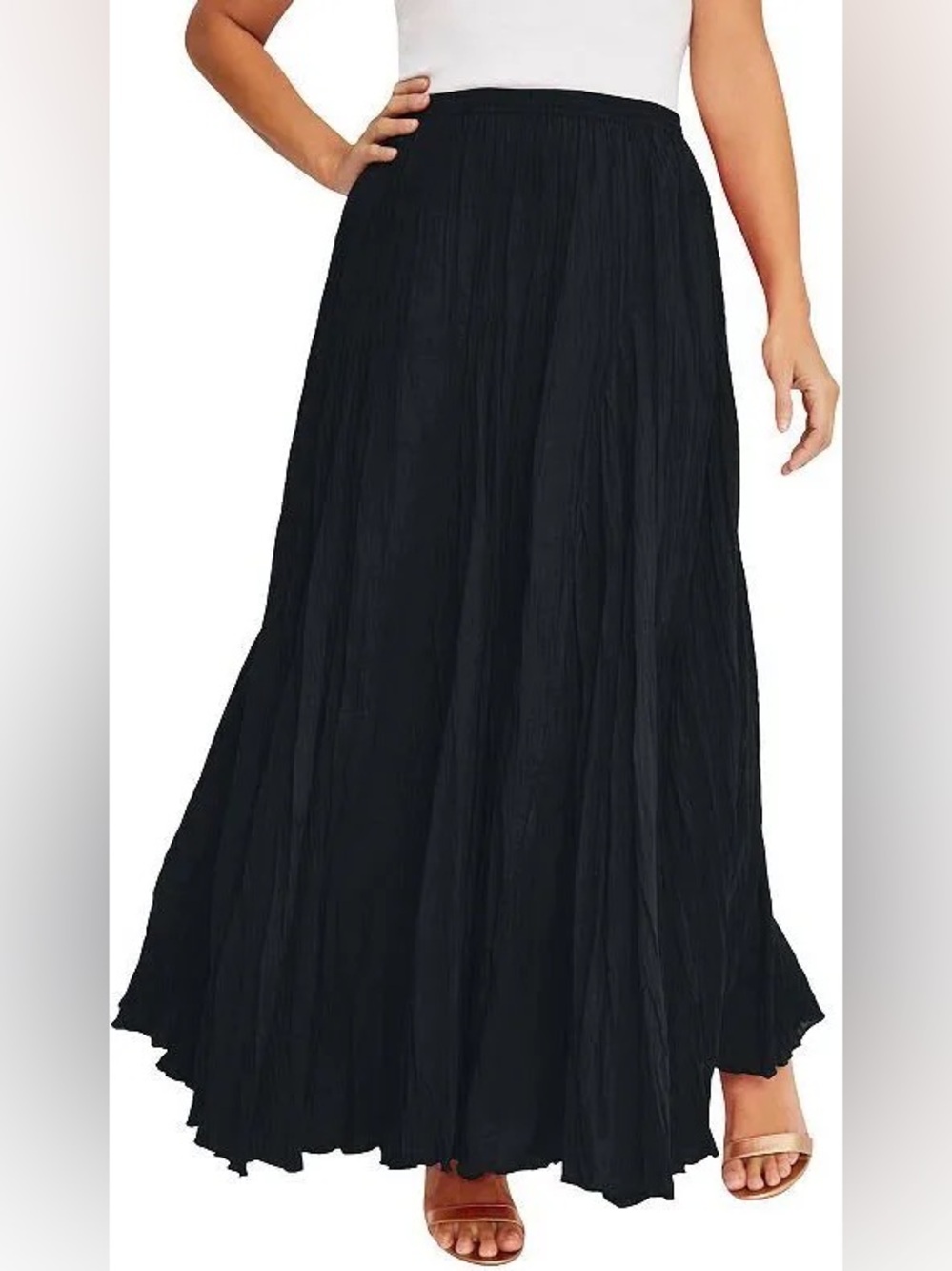H&M Black Pleated Maxi Skirt